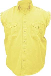 Mens Yellow Cotton Twill Sleeveless Shirt AL-2907-3XL