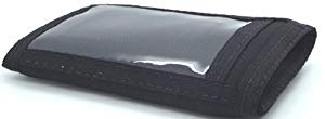 Trifold Velcro Wallet with ID Window in Black
