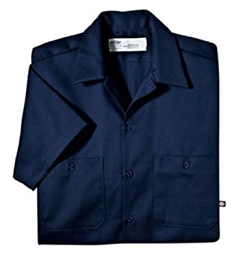 Dickies Occupational Workwear LS307NV 5XL Cotton Men's Short Sleeve Industrial Work Shirt, 5X-Large, Navy Blue