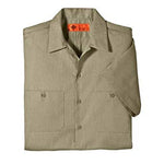 Dickies Occupational Workwear LS536KH XLT Polyester/ Cotton Men's Short Sleeve Industrial Patterned Shirt, X-Large Tall, Khaki