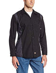 Dickies Occupational Workwear LL524BKCH 4XL Polyester/ Cotton Men's Long Sleeve Industrial Color Block Shirt, 4X-Large, Black/ Dark Charcoal