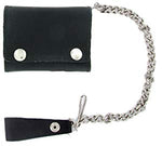 Geronimo BW1017 Black Tri-Fold Leather Wallet with Silver Snaps