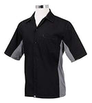 Chef Works CSMC-BLM-L Men Universal Contrast Shirt, Black / Gray, Large