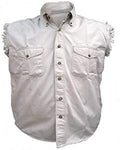 Mens Cream Cotton Twill Sleeveless Shirt AL-2903-2XL