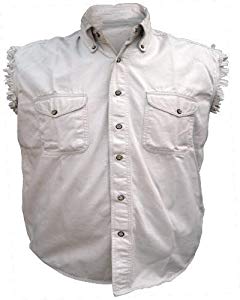 Mens Cream Cotton Twill Sleeveless Shirt AL-2903-2XL