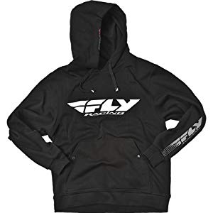 Fly Racing Corporate Men's Hoody Pullover Casual Sweatshirt - Black / X-Large