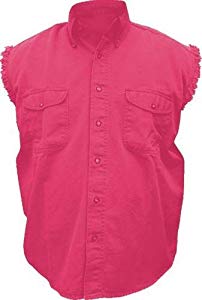 Mens Red Cotton Twill Sleeveless Shirt AL-2905-S