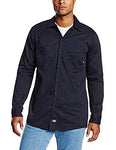 Dickies Occupational Workwear LL307NV LT Cotton Men's Long Sleeve Industrial Work Shirt, Large Tall, Navy Blue