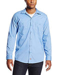 Dickies Occupational Workwear LL535LB L Polyester/ Cotton Men's Long Sleeve Industrial Work Shirt, Large, Light Blue