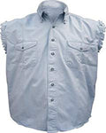 Mens Light Blue Cotton Twill Sleeveless Shirt AL-2904-L