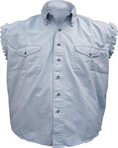 Mens Light Blue Cotton Twill Sleeveless Shirt AL-2904-L
