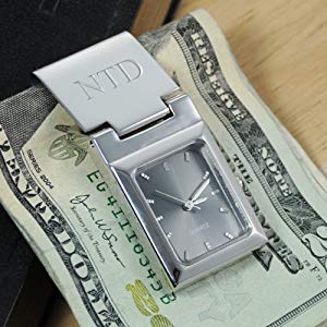 Personalized Graphite Face Watch Money Clip