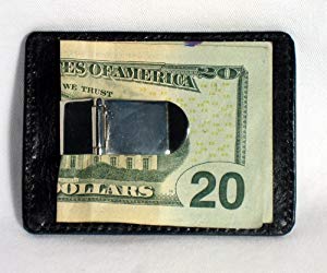 Mens Genuine Leather Money Clip Front Pocket Wallet Credit Card ID Window Black
