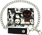 The Punisher Metal Badge Tri-fold Chain Wallet
